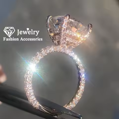 CC Rings For Women Cubic Zirconia Rose Gold Plated Luxury Fine Jewelry Bridal Wedding Engagement Bij