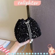 SOLIGHTER Evening Banquet Bag, Sequin Chain Chain Sequin Shoulder Bag,  Gift Bucket Bag