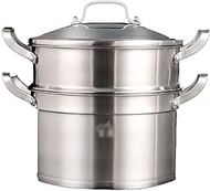 304 Stainless Steel Steamer/Soup Pot 2-Layer Household with Steamer 26cm Thickened Suitable for Gas Stove/Induction Cooker Suitable for 5-6 People