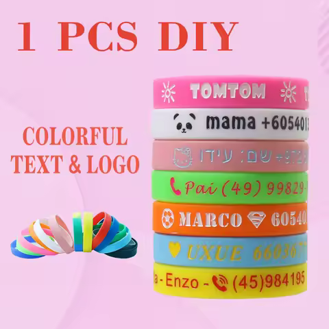 1pc Custom Silicone Bracelets SOS ID Phone Number DIY Engraved Personalized Custom Wristband Gifts