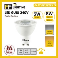 FFL LED GU10 BULB 5W/8W DAY LIGHT/WARM WHITE FF LIGHTING GU10 LED BULB EYEBALL BULB SPOTLIGHT BULB.