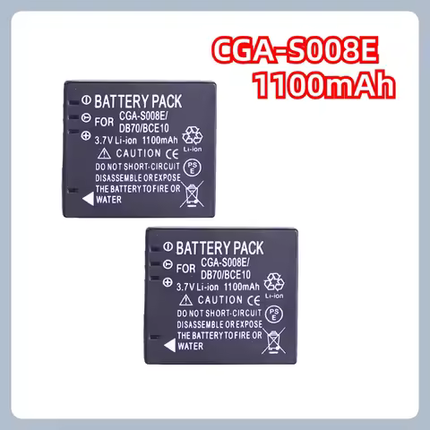 CGA-S008E Battery 1100mAh 3.7V for Panasonic DMC-FS3 FS5 FS20 FX30 FX33 FX35 FX36 FX37 CGAS008E CGA 