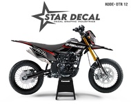 STAR DECAL | Decal DTRACKER Full Body | Sticker DTRACKER Full Body | Hitam Abu Motif Merah Simple