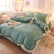สี่ชิ้นชุดผ้านวมผ้าคลุมเตียงผ้าปูที่นอนผ้าระบายขอบเตียง