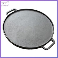 30/33cm Cast Iron Griddle Pan Double Sided Grill Plate with Handle Skillet for Meat and Small Grill