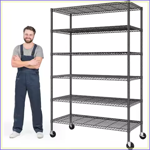 Heavy Duty 6-Tier Rolling Storage Shelves with Wheels for Garage, Utility Organizer Rack