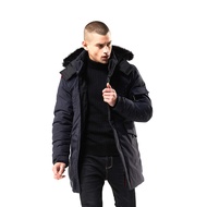 Men's Warm Parka Jacket Anorak Jacket Winter Coat with Detachable Hood Faux-Fur Trim