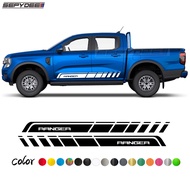 [Ready Stock] 2Pcs For Ford Ranger Raptor Car Door Side Stripes Skirt Stickers Body Decor Vinyl Film Decals Car Accessories