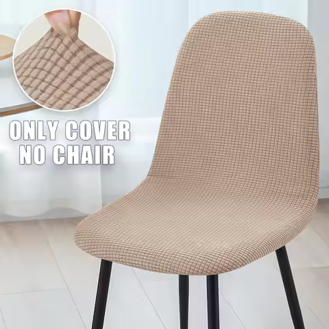 Waffle Polar Fleece Eames Chair Cover 1pc Soft Elastic Bar Shell Chair Cover Dining Room Jacquard Wa