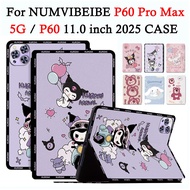 For NUMVIBEIBE P60 / P60 Pro Max 5G 11'' 2025 Cute Cartoon PU Leather Fashion Flip Stand Tablet Case