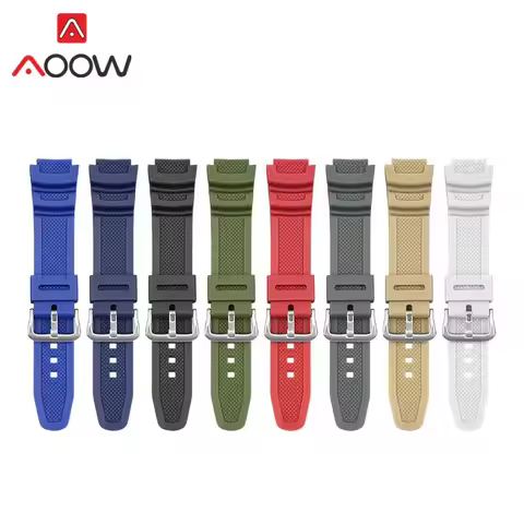 Rubber Strap for Casio AE-1200WH AQ-S810W MRW-200 SGW-400H Stainless Steel Buckle Men Black Replace 
