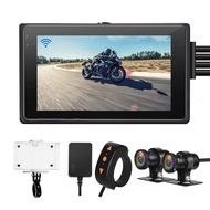 VSYSTO Fish Eye Camera WiFi Motorcycle Dash Cam, 150° Wide Angle SONYIMX307 Lens, 3" IPS Screen WDR
