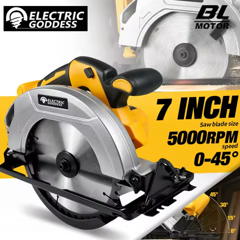 Electric Goddess Brushless 7In Electric Circular Saw Cordless Handheld Woodworking Saw Power Tool Fo