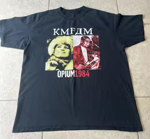 Vtg KMFDM Opium 1984 Cotton Black All Size Unisex Shirt SE111 Funny T-Shirt For Men Tops For Girls A
