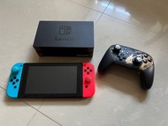 90%新Nintendo Switch  第一代 可軟破(不包破解服務) 連Joycon Pro(MH Rise怨虎龍版本)