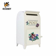 KOZEEY European Post Box Floral Design Vintage Mailbox Spacious Mailbox for Outdoor