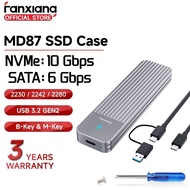 Fanxiang MD87 SSD Enclosure M.2 NVME SATA SSD Adapter USB Type-C Support UASP M And B&M Key (10GBPS)