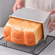 450g帶蓋吐司模具家用不粘土司盒波紋面包模烘焙蛋糕模具烤箱用