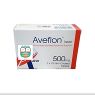 Aveflon Micronized Purified Flavonoid Fraction 500mg Tabs 30s to Treat Piles / Haemorrhoids / Buasir