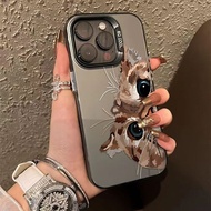 ลูกแมวการ์ตูนสีดำ โลหะชุบโลหะด้วยไฟฟ้า เคสโทรศัพท์ For Samsung A56 A16 A06 A55 5G A22 A26 A35 A36 A1