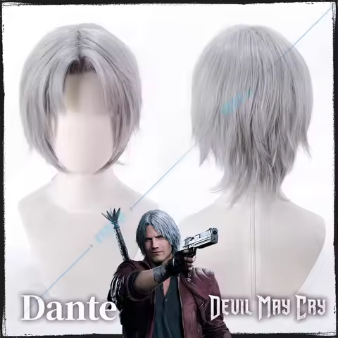 Anime Devil May Cry Dante Cosplay Wig Short Light White Gray Hair for Men Women Game Role Play Hallo