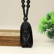 New Fashion Elegant Black Obsidian Cicada Pendant Black Obsidian Golden Cicada Pendant