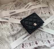 全新現貨 長期斷貨 貨量極少 經典長青款 Chanel Classic Calfskin Flap Coin Purse Mini Wallet 細銀包 可放散銀 (Black x Gold) 荔枝牛
