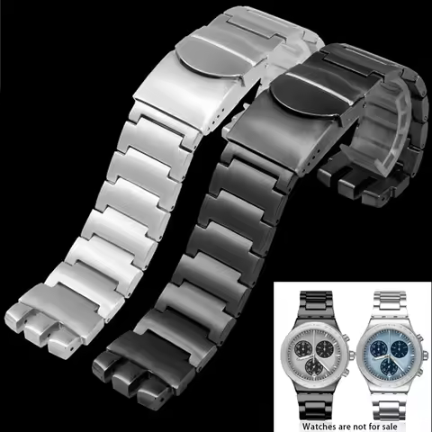 Silver Solid Stainless Steel Watchband For Swatch YCS YAS YGS IRONY Watch Band Strap Metal Watch Wri