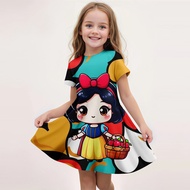 Snow White Summer Girl Dress Cute 3D Printed Disney Girl Dress Fashion Trendy Children's Clothing Pa