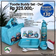 Tupperware foodie lunch set wadah bekal makanan harga per 1 set warna biru tosca dan pink