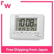 Seiko Clock Alarm Clock Radio Wave Digital Calendar Temperature Display PYXIS Pixis White Pearl NR535H SEIKO