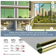 1-5M Ultraviolet-proof Mirror golden Film 15% VLT Solar Reflective Window Film One Way Mirror Tint R