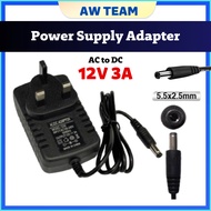 12V 3A AC to DC Power Supply Adapter Switching Supply 5.5mm x 2.5mm 12V Power Supply 12V 3A Power Ad