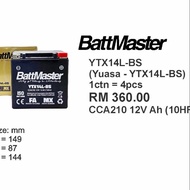 Harley Davidson Sportster 883,1200 YTX14L BattMaster BS Battery AGM Battery