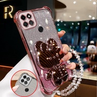 【Shockproof 】Case for Realme C21Y REALME C25Y REALME C21 Sparkling Pink Phone Case  Rabbit makeup mi