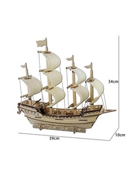 3D木頭船拼圖玩具學習建築機器人模型DIY航行船拼圖禮品青少年車玩具適用於兒童
