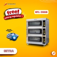 GAS OVEN DECK RFL-36GD / OVEN GETRA 3DECK 6TRAY Free Selang Regulator