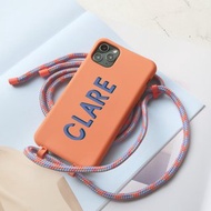 【掛繩手機殼】客製化 英文字母 iPhone 防摔殼 粉橘色背繩手機殼