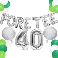 (SG SELLER) Golf 40th Birthday Decorations, Silver 40th, 40th Birthday Balloon, Green Silver Birthda