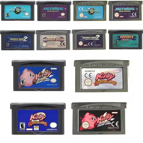 USA EUR GBA Game Cartridge Metroid Zero Mission Advance Wars Kirby Retro Game for GBA SP NDS Classic