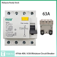Main Switch 4Pole 40A / 63A 300mA ELCB Miniature Circuit Breaker with SIRIM APPROVE