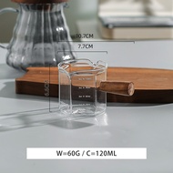 Vision 4oz/120ml Espresso Shot Glass Double Spouts Coffee Glass with Wood Handle Measuring Milk Crea