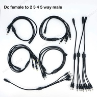 DC 1 Female to 2 3 4 5 way 22awg 18awg Male connector Power Supply Splitter Plug adapter Cable cord 