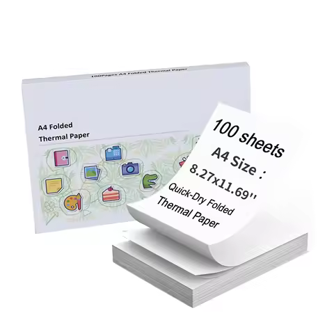 A4 Thermal Printer Paper 100 Pages Folded for Long-lasting, 8.5 x 11 Inch for A40 Printer PocketJet 
