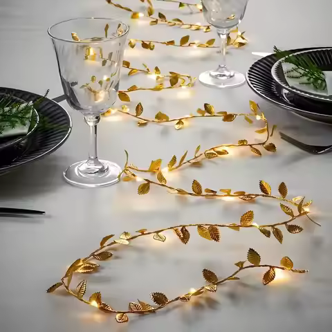Led Romantic Golden Leaf Fairy Lights - (20 Led Constant Light Model) Elegant String Lights, Suitabl