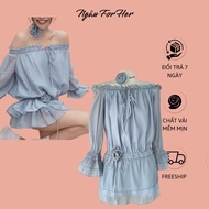 HENCE DRESS- Long Sleeve Off Shoulder Lady's DRESS with Wreath Necklace For Her