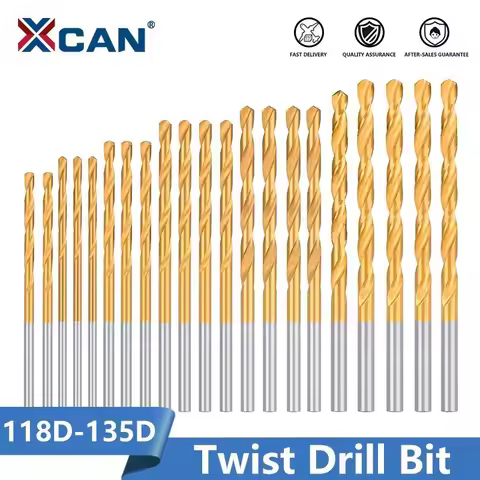 XCAN Twist Drill Bit  Titanium Coated HSS Metal Drills HSS Gun Drill Bit For Metal Woodworking Tool 