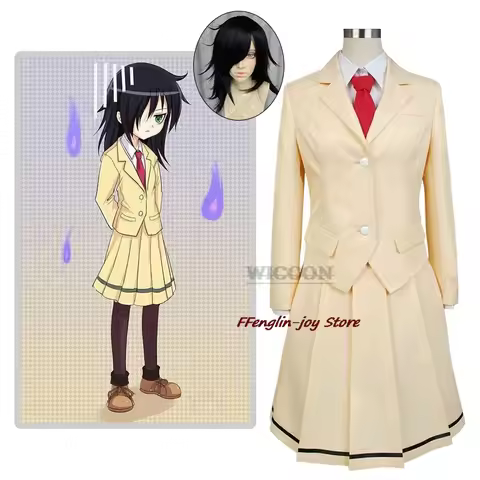 Anime WataMote Tomoko Kuroki Cosplay Costume Women Girls Lovely Yellow Jk Skirt Uniform Outfits Hall