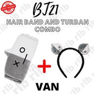 VAN COMBO Korean KPOP BTS BT21 Hair Turban and Hairband Bangtan Boys Cartoon Hair Accessories