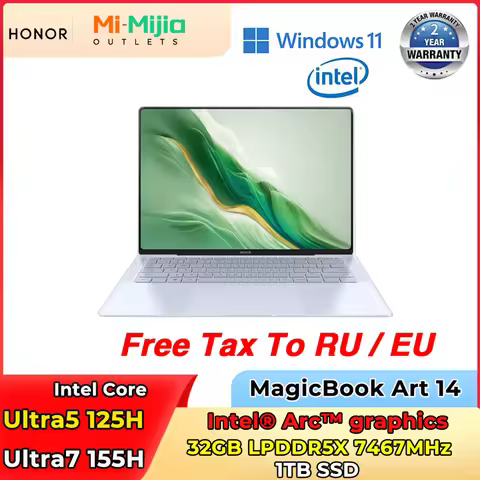 Honor MagicBook Art 14 Laptop Ultra5 125H/Ultra7 155H 16GB/32GB 1TB SSD 3.1K Screen Notebook